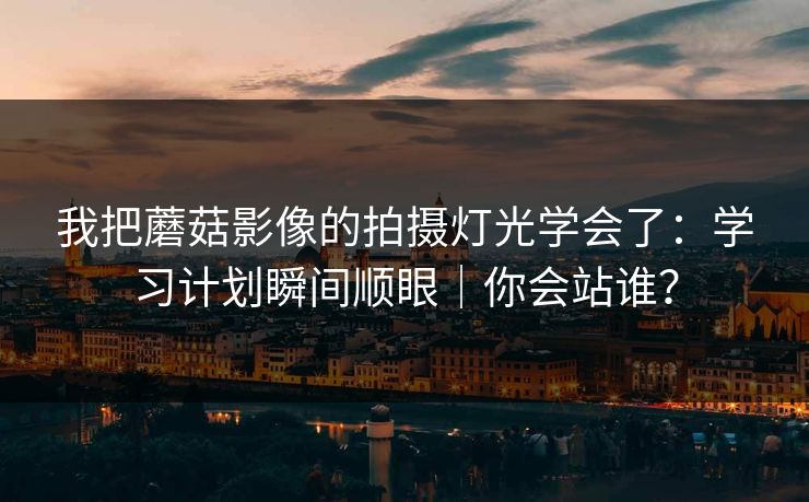 我把蘑菇影像的拍摄灯光学会了：学习计划瞬间顺眼｜你会站谁？